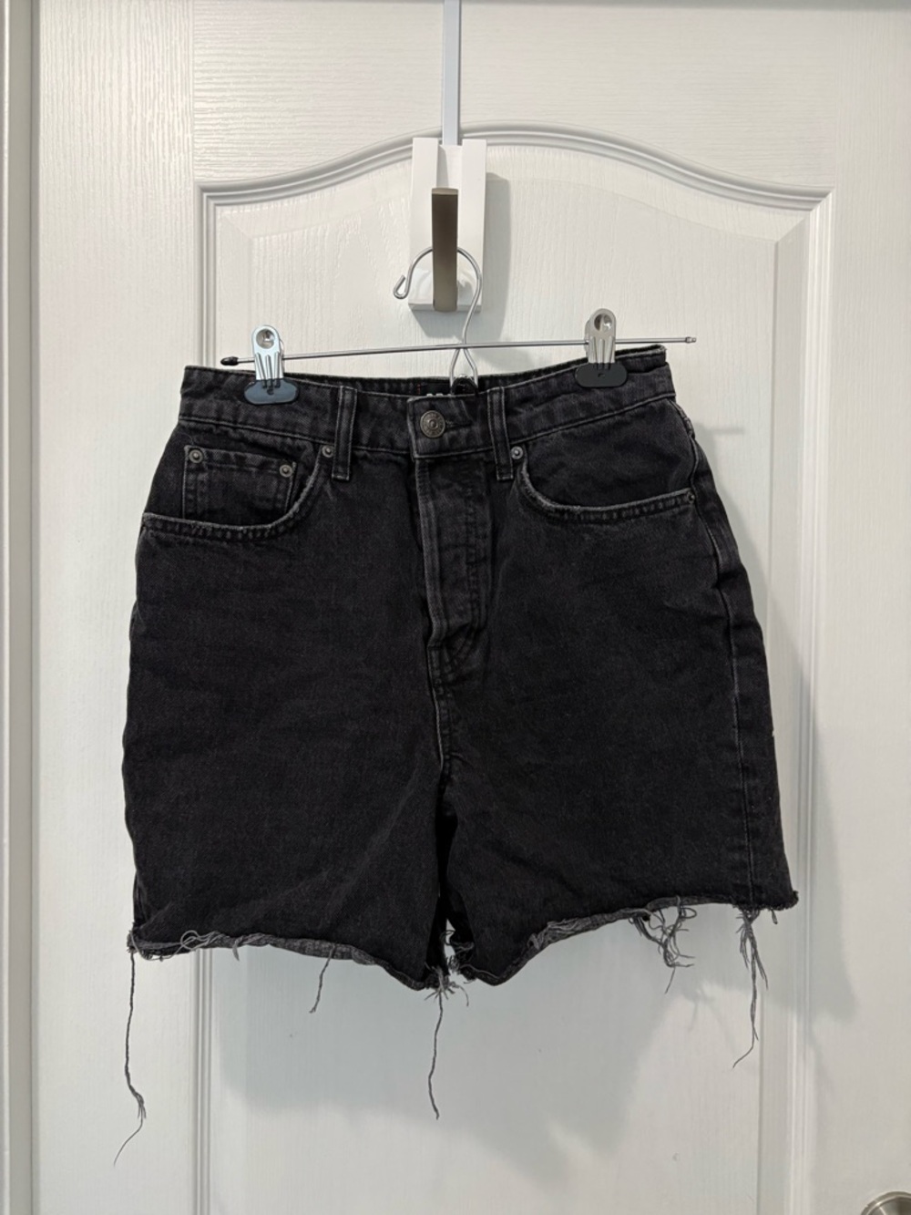 BDG Black High-Rise Raw Hem Jean Shorts